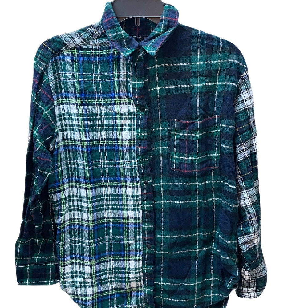 ❤️ GAP FLANNEL PATCHWORK BIG SHIRT SIZE XXS HOLIDAY